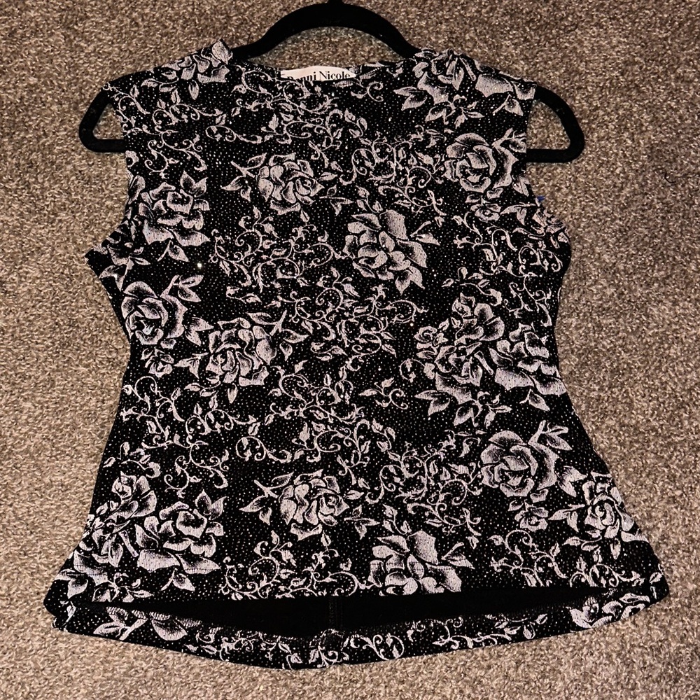 Sparkle Floral Black and White Women's Top